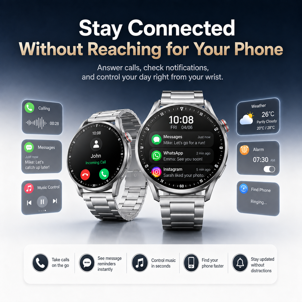 ❤️Smart Fitness AI Watch with Bluetooth Calling & Daily Activity Tracking