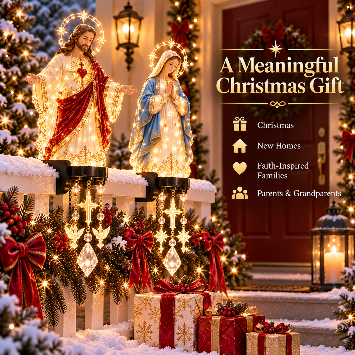 ⏳ Last Day 49% OFF –✨ Christmas Sacred Jesus/Virgin Mary Balustrade Light