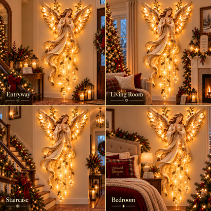 ✨Last Day 49% OFF✨Guardian Angel Starfall Cascade™ – Lighted Faith & Blessing Christmas Wall Decor✨