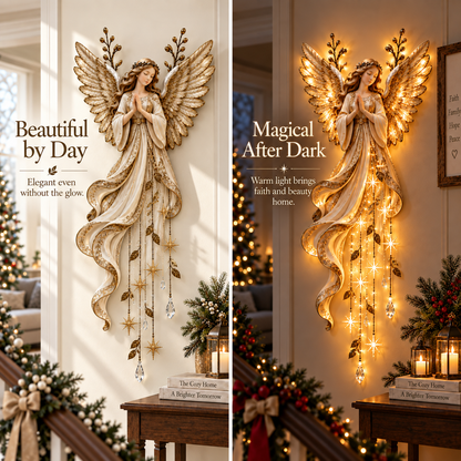 ✨Last Day 49% OFF✨Guardian Angel Starfall Cascade™ – Lighted Faith & Blessing Christmas Wall Decor✨