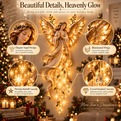 ✨Last Day 49% OFF✨Guardian Angel Starfall Cascade™ – Lighted Faith & Blessing Christmas Wall Decor✨