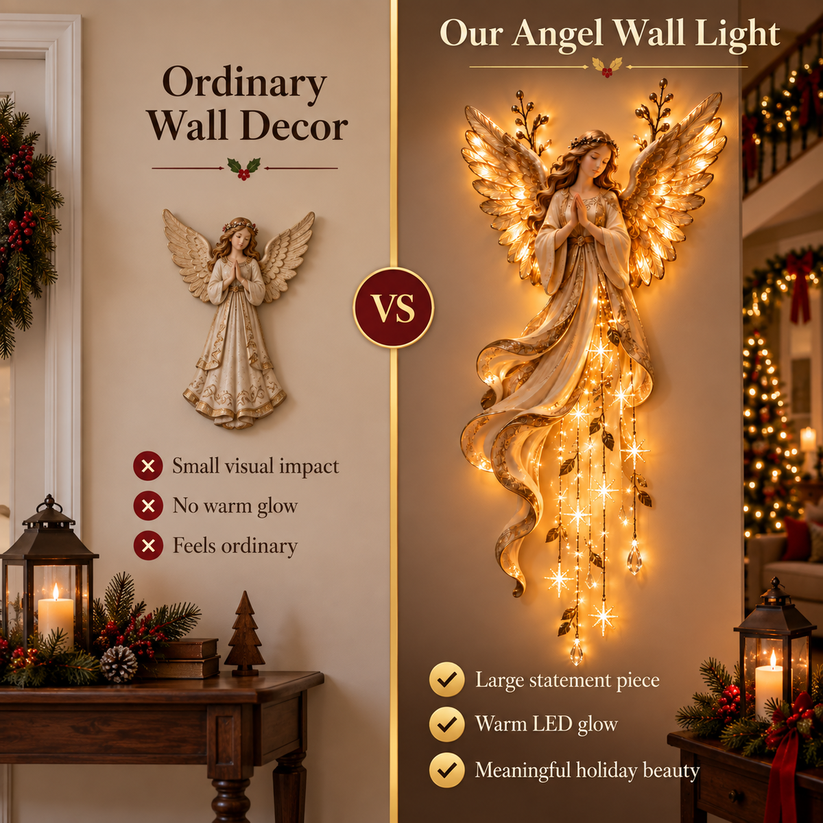 ✨Last Day 49% OFF✨Guardian Angel Starfall Cascade™ – Lighted Faith & Blessing Christmas Wall Decor✨