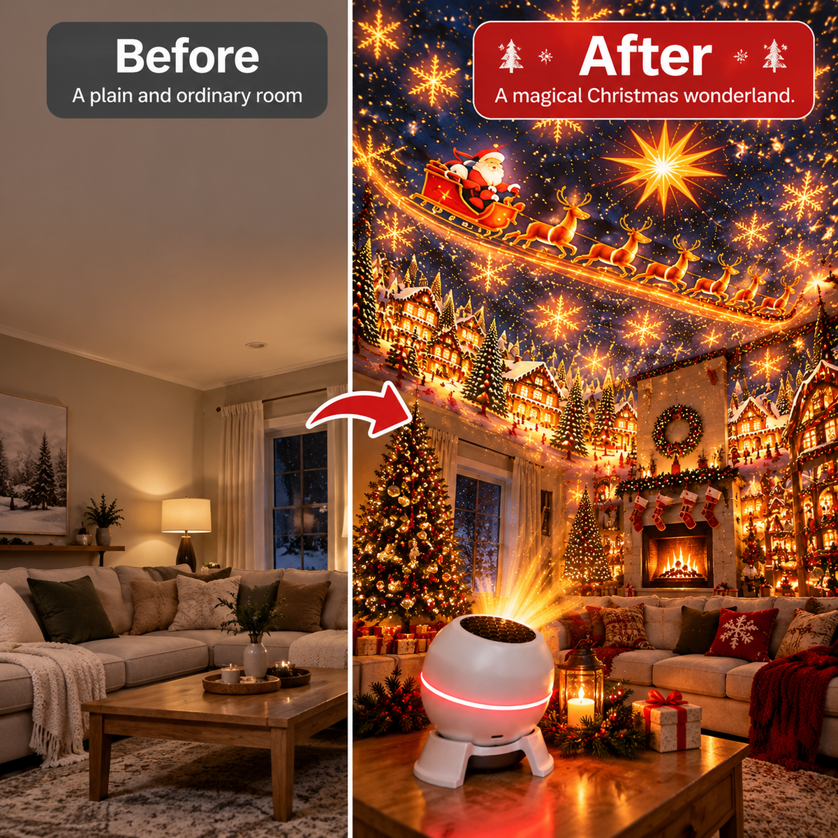 ✨Last Day 49% OFF-🎄 Magical Christmas Projection Night Light