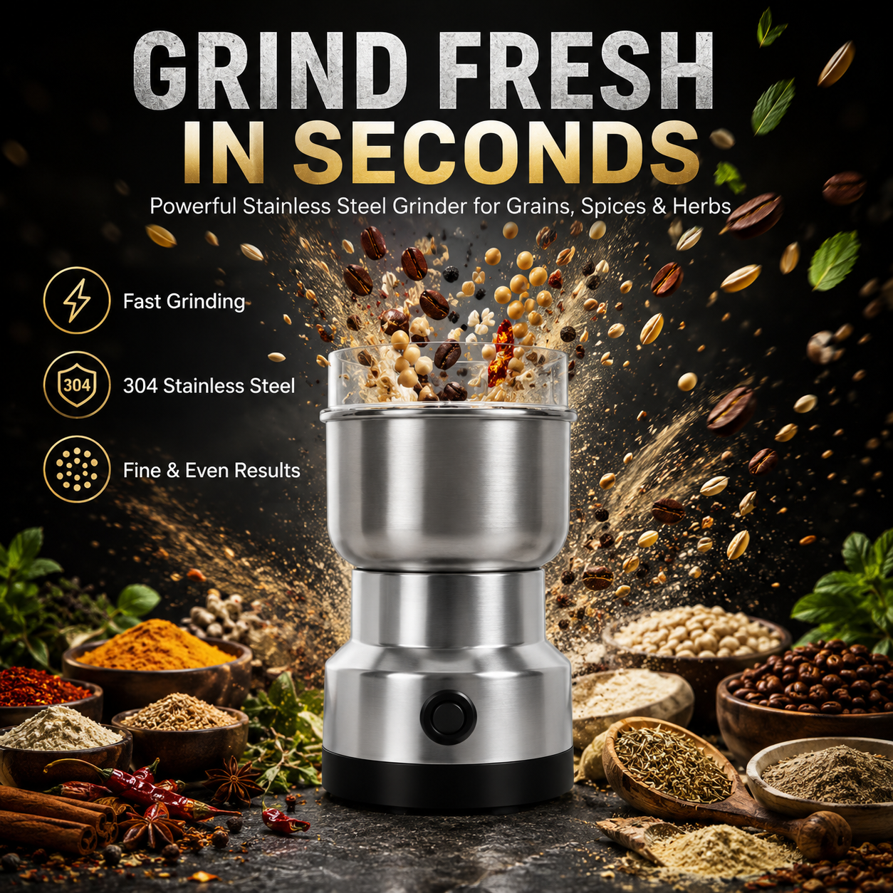 High-Speed Stainless Steel Grain Grinder