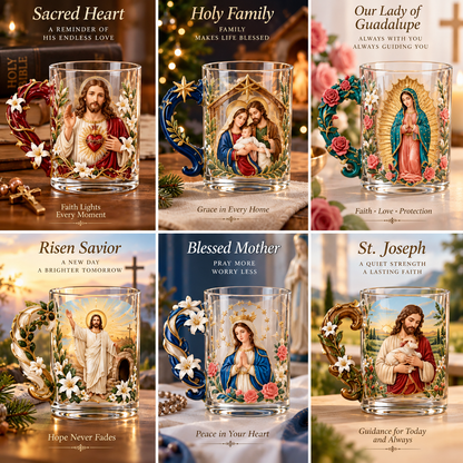 ⏳ Last Day 49% OFF – ✝️ 3D Christian Devotional Glass Mug Collection