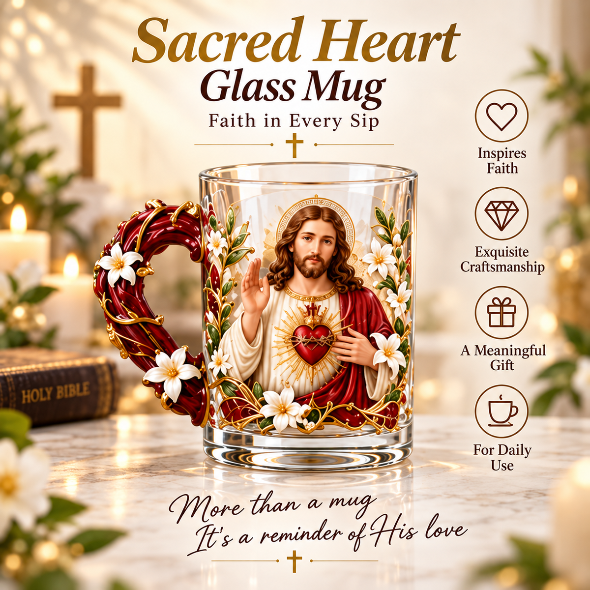 ⏳ Last Day 49% OFF – ✝️ 3D Christian Devotional Glass Mug Collection