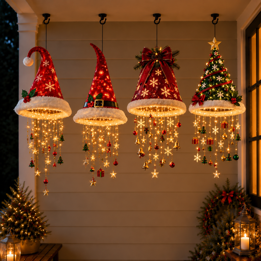 🎄 Lighted Christmas Hanging Decor ✨ – 4 Festive Designs with Warm Cascading LED Glow
