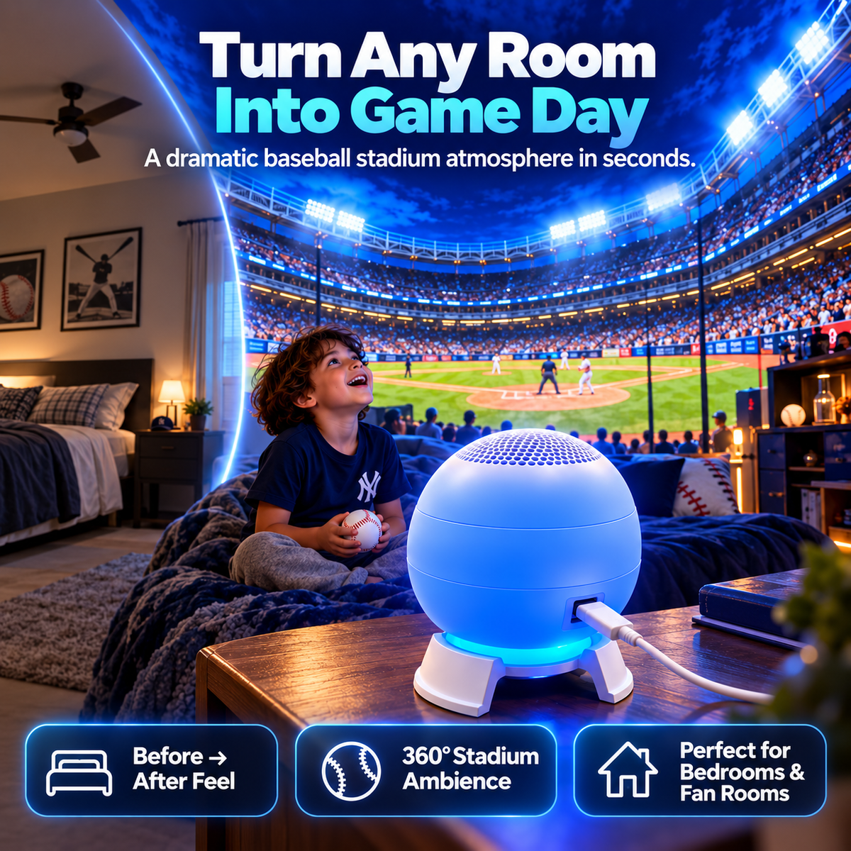 ⚾HOT SALE 49% OFF⚾ Baseball Stadium Projection Light – Transform Any Room Into Game Day