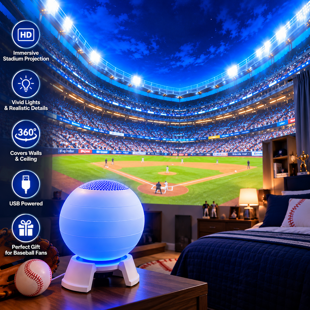 ⚾HOT SALE 49% OFF⚾ Baseball Stadium Projection Light – Transform Any Room Into Game Day