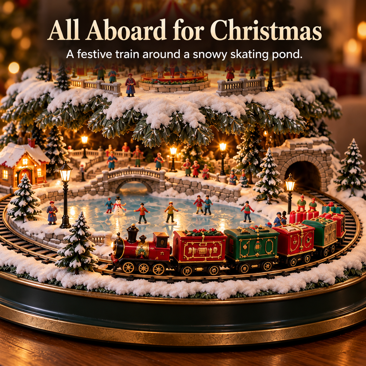 🔥LAST DAY 49%🔥OFF Lighted Christmas Village Tree with Train & Carousel