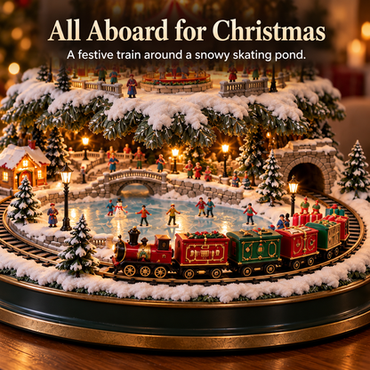 🔥LAST DAY 49%🔥OFF Lighted Christmas Village Tree with Train & Carousel