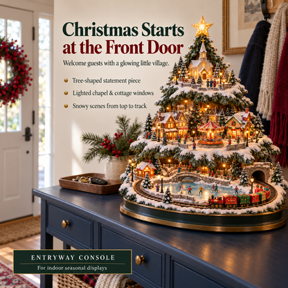 🔥LAST DAY 49%🔥OFF Lighted Christmas Village Tree with Train & Carousel