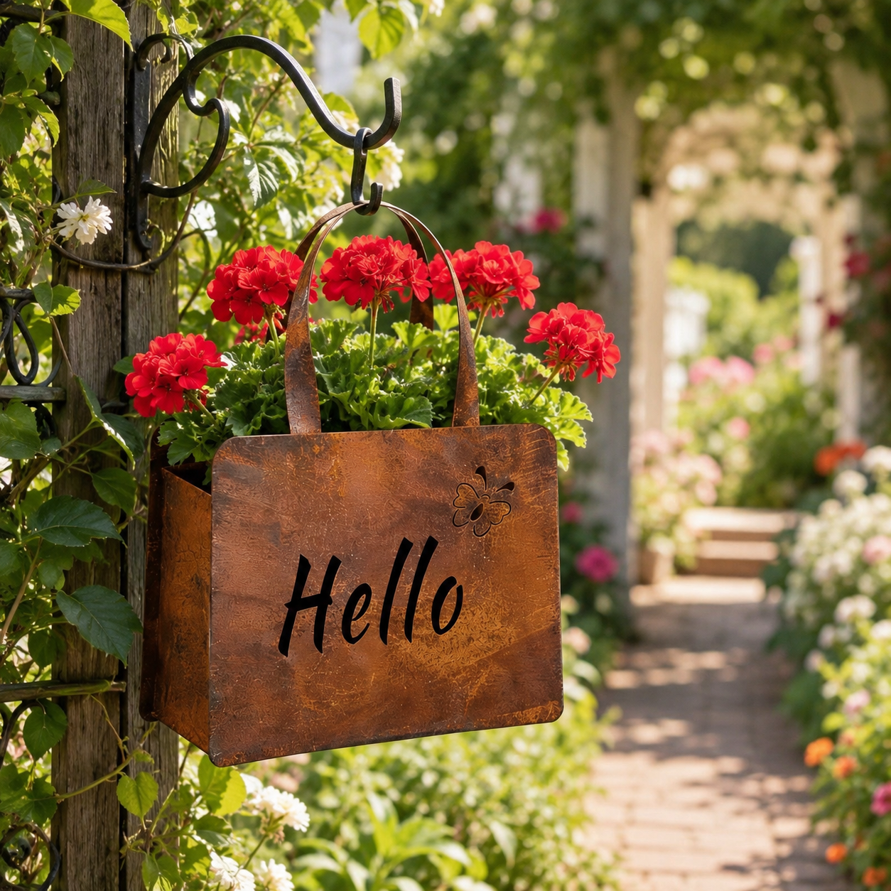 🌸Rustic Hello Metal Handbag Planter | Farmhouse Garden Decor