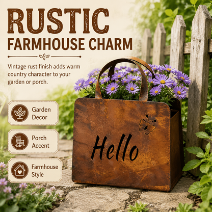 🌸Rustic Hello Metal Handbag Planter | Farmhouse Garden Decor