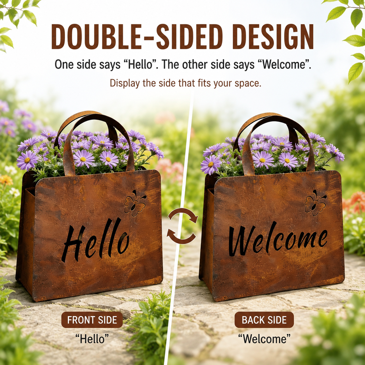 🌸Rustic Hello Metal Handbag Planter | Farmhouse Garden Decor