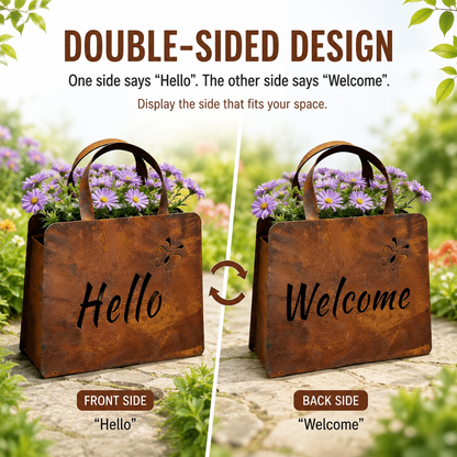 🌸Rustic Hello Metal Handbag Planter | Farmhouse Garden Decor
