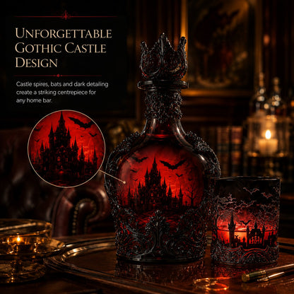🦇🍺Gothic Vampire Castle Whisky Decanter & Tumbler - Gothic Bottle🔥