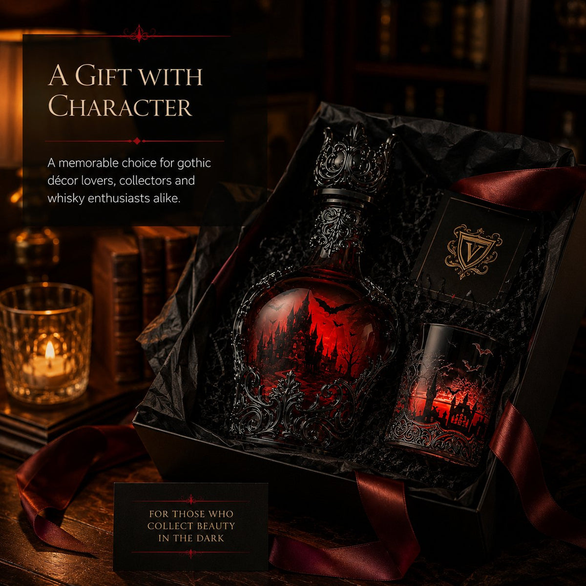 🦇🍺Gothic Vampire Castle Whisky Decanter & Tumbler - Gothic Bottle🔥