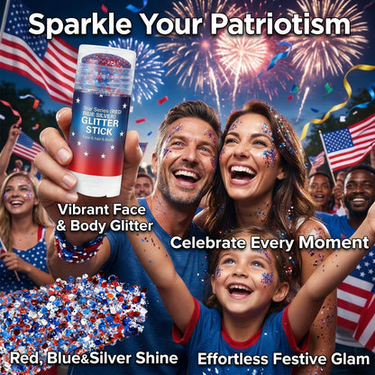 🥳2026 HOT SALE💞3 in 1 Patriotic Glitter Body Stick Red White Blue Glow