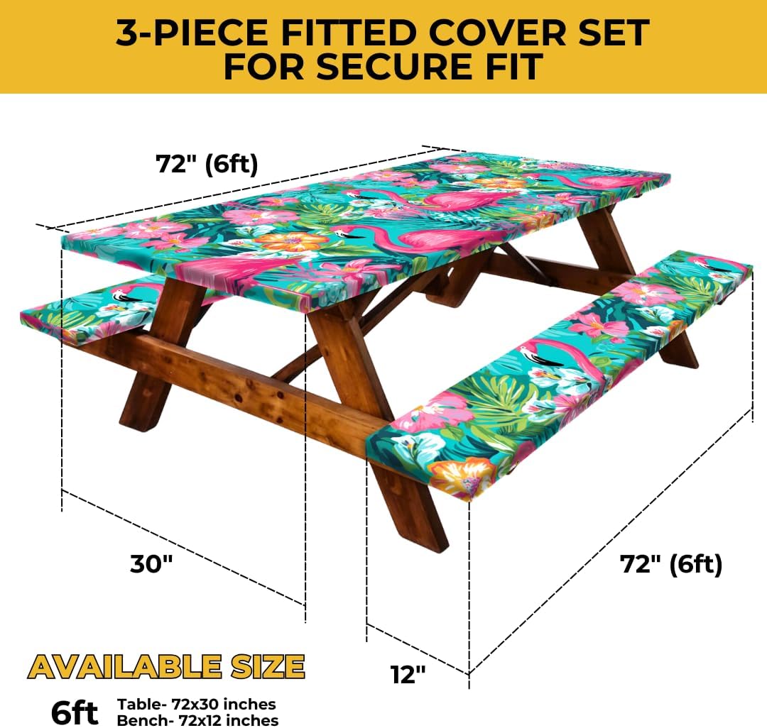 🌴 🦩Summer Must-Have! Tropical Flamingo Picnic Table Cover