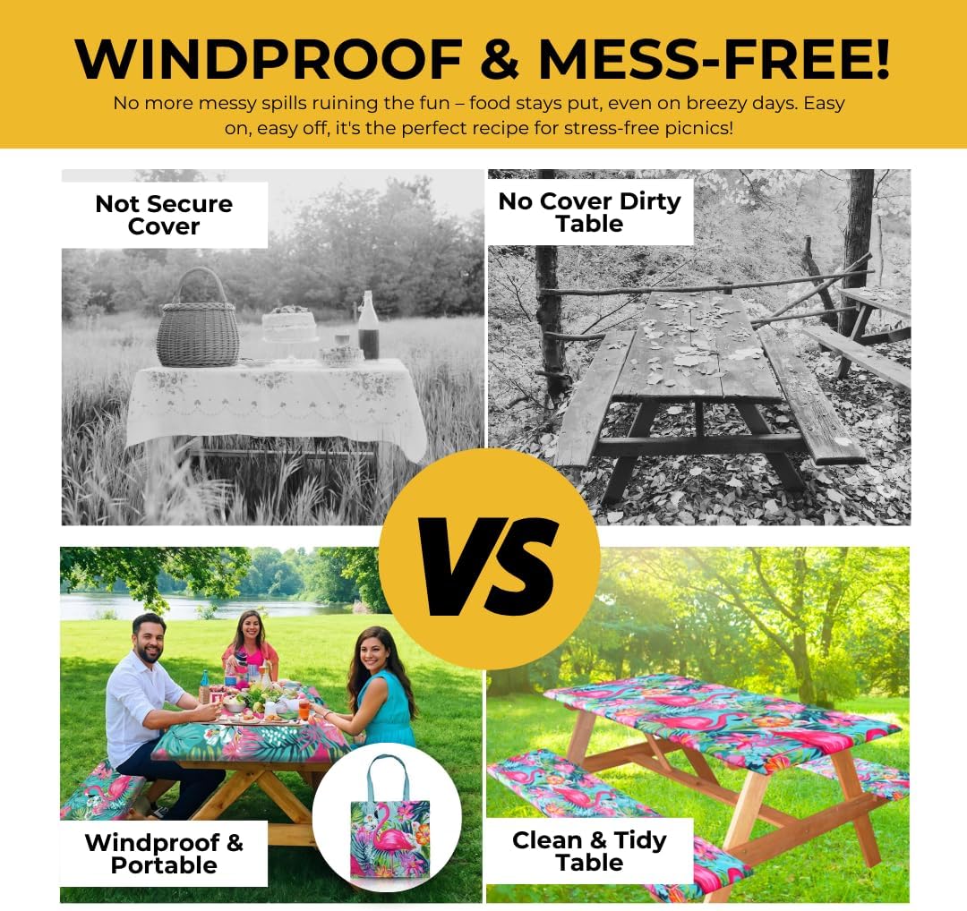 🌴 🦩Summer Must-Have! Tropical Flamingo Picnic Table Cover