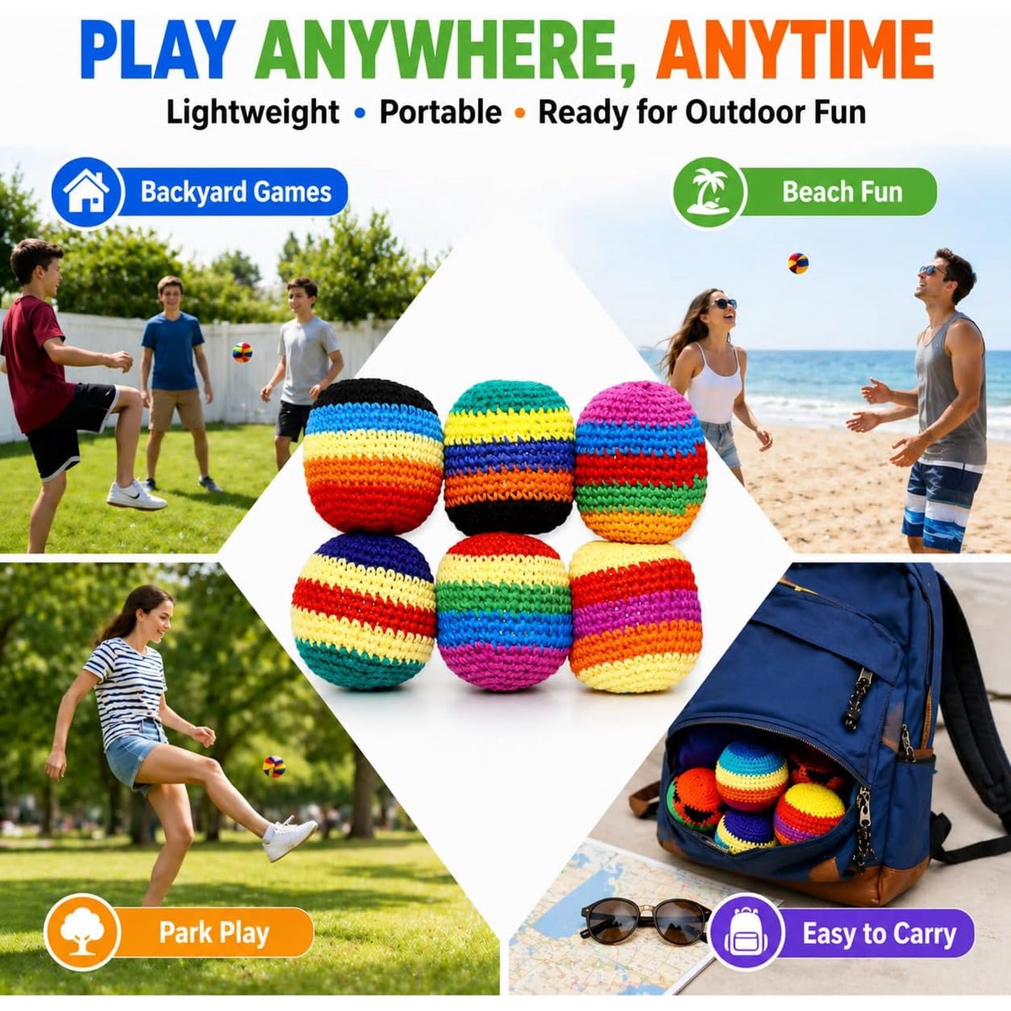 💥45K+ SOLD⚽️Handmade Knitted Hacky Sack Footbags 2026 Upgraded Assorted Set