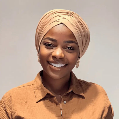 ✨ Adjustable Pre-Tied Turban Wrap – Effortless Everyday Elegance