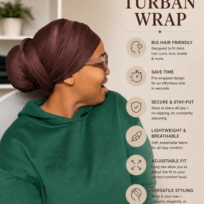 ✨ Adjustable Pre-Tied Turban Wrap – Effortless Everyday Elegance