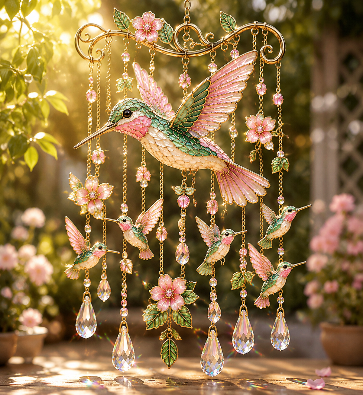 🔥Last Day 49% OFF🐦🎐Graceful Hummingbird Crystal Suncatcher Wind Chime