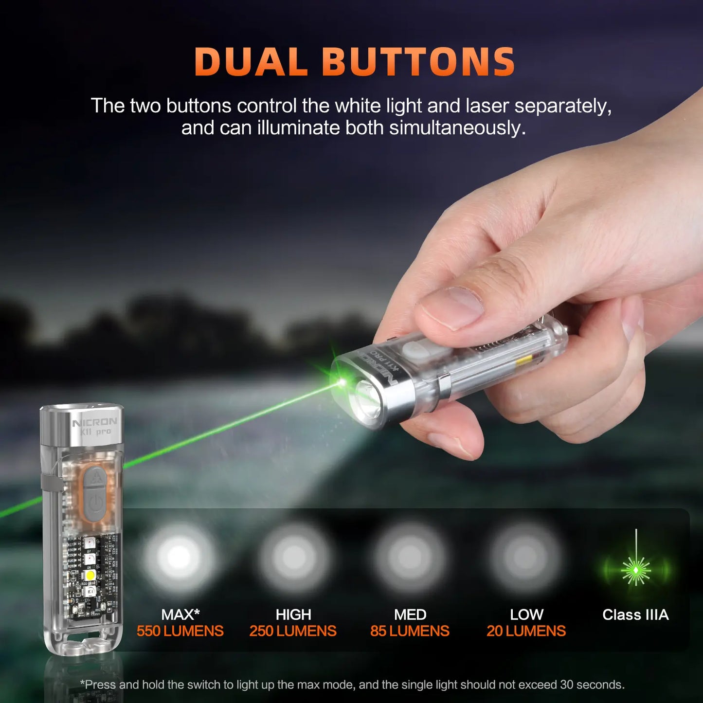 Magnetic Keychain Flashlight 550LM RGB UV Laser Rechargeable EDC Pocket Light
