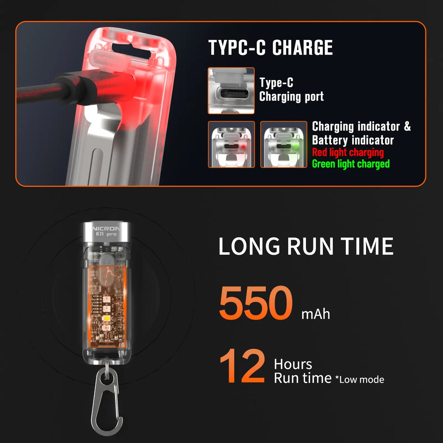 Magnetic Keychain Flashlight 550LM RGB UV Laser Rechargeable EDC Pocket Light