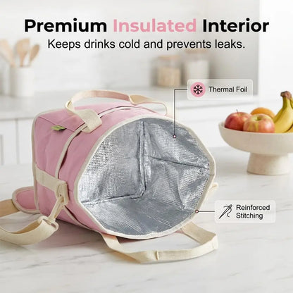 🥤 4 Compartment Insulated Drink Bag Removable Divider with Adjustable Strap