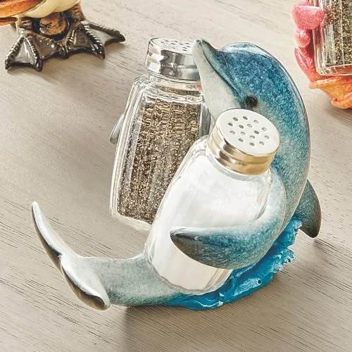 🌊 Coastal Animal Salt and Pepper Shaker Holder Set with Spice Shakers