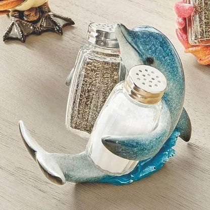 🌊 Coastal Animal Salt and Pepper Shaker Holder Set with Spice Shakers