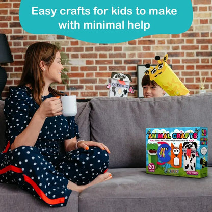 🎨 20 Crafts in a Box – Easy Low-Mess Paper Craft Kit for Kids Ages 3–8 ✂️✨