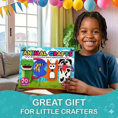 🎨 20 Crafts in a Box – Easy Low-Mess Paper Craft Kit for Kids Ages 3–8 ✂️✨