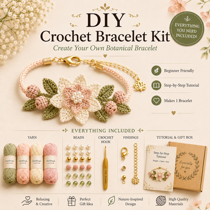 🌿 DIY Nature Charm Crochet Bracelet Making Kit