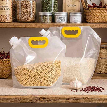 🌾 Reusable 1500ML Rice Storage Pouches Airtight Grain Cereal Bags With Handle