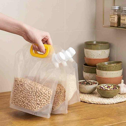 🌾 Reusable 1500ML Rice Storage Pouches Airtight Grain Cereal Bags With Handle