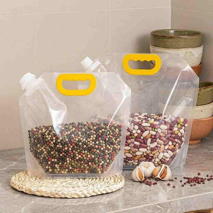 🌾 Reusable 1500ML Rice Storage Pouches Airtight Grain Cereal Bags With Handle