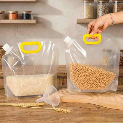 🌾 Reusable 1500ML Rice Storage Pouches Airtight Grain Cereal Bags With Handle