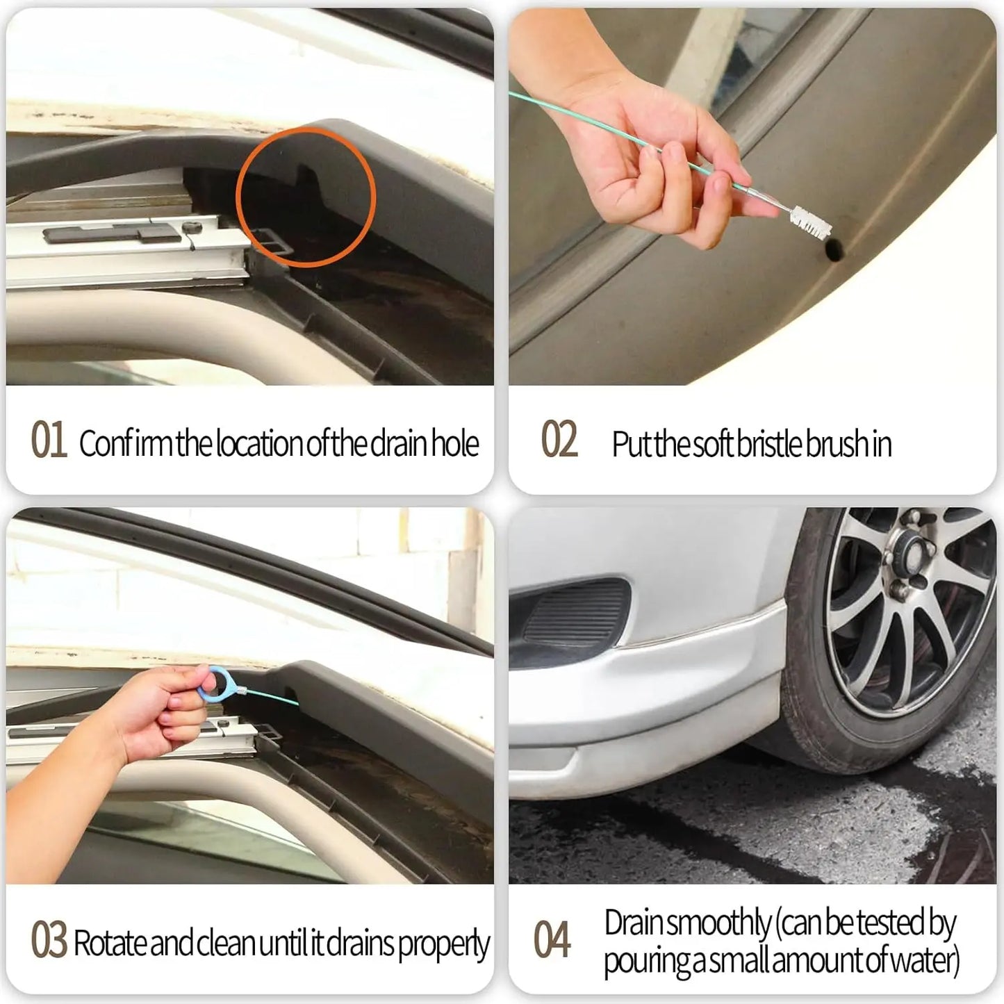 🚗 Flexible Car Sunroof Drain Cleaning Tool – Long Reach Tube Brush for Vehicle Drain Maintenance