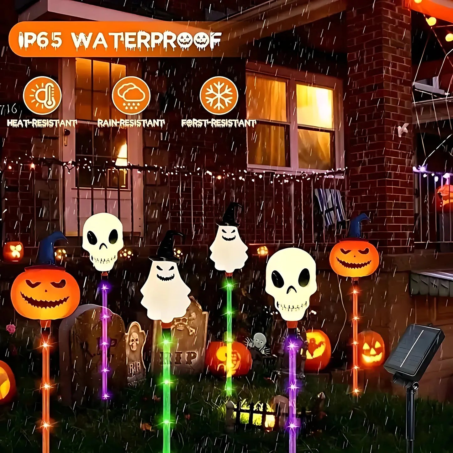 🎃 Halloween Solar Path Lights Set – 6-Piece Spooky Garden Stake Lights with 8 Lighting Modes