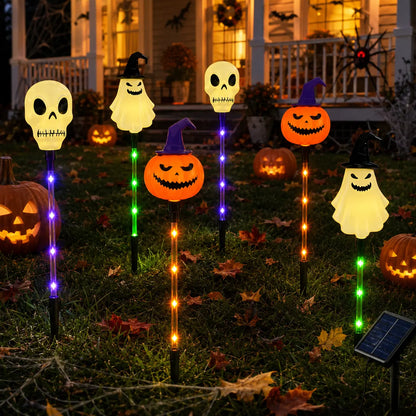 🎃 Halloween Solar Path Lights Set – 6-Piece Spooky Garden Stake Lights with 8 Lighting Modes