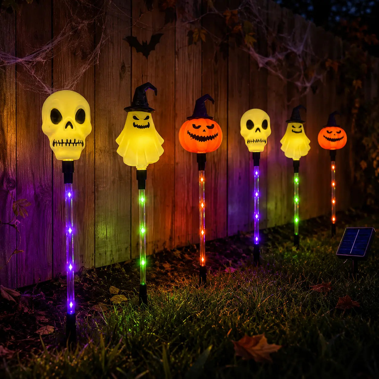 🎃 Halloween Solar Path Lights Set – 6-Piece Spooky Garden Stake Lights with 8 Lighting Modes
