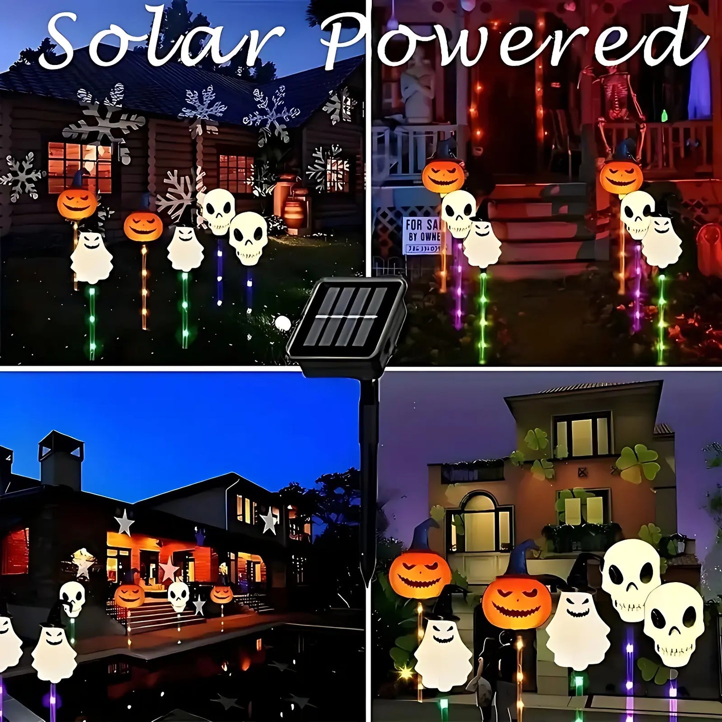 🎃 Halloween Solar Path Lights Set – 6-Piece Spooky Garden Stake Lights with 8 Lighting Modes