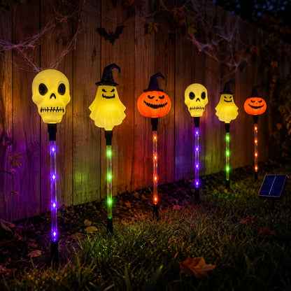 🎃 Halloween Solar Path Lights Set – 6-Piece Spooky Garden Stake Lights with 8 Lighting Modes