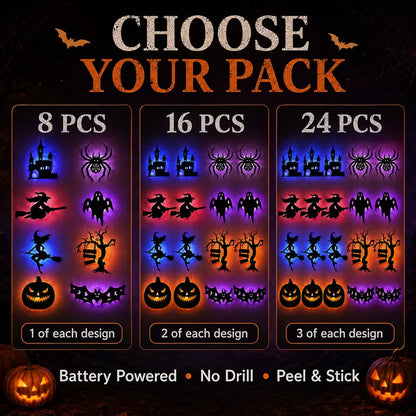 🎃Halloween LED Silhouette Wall Light Stickers, Battery Powered Peel