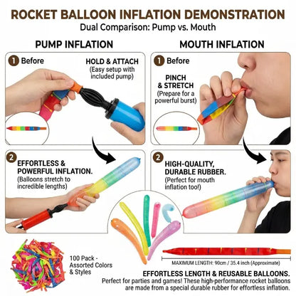 🚀 Stock Up for Launch Day! Multicolor Rocket Balloons – 50/100/200 Packs