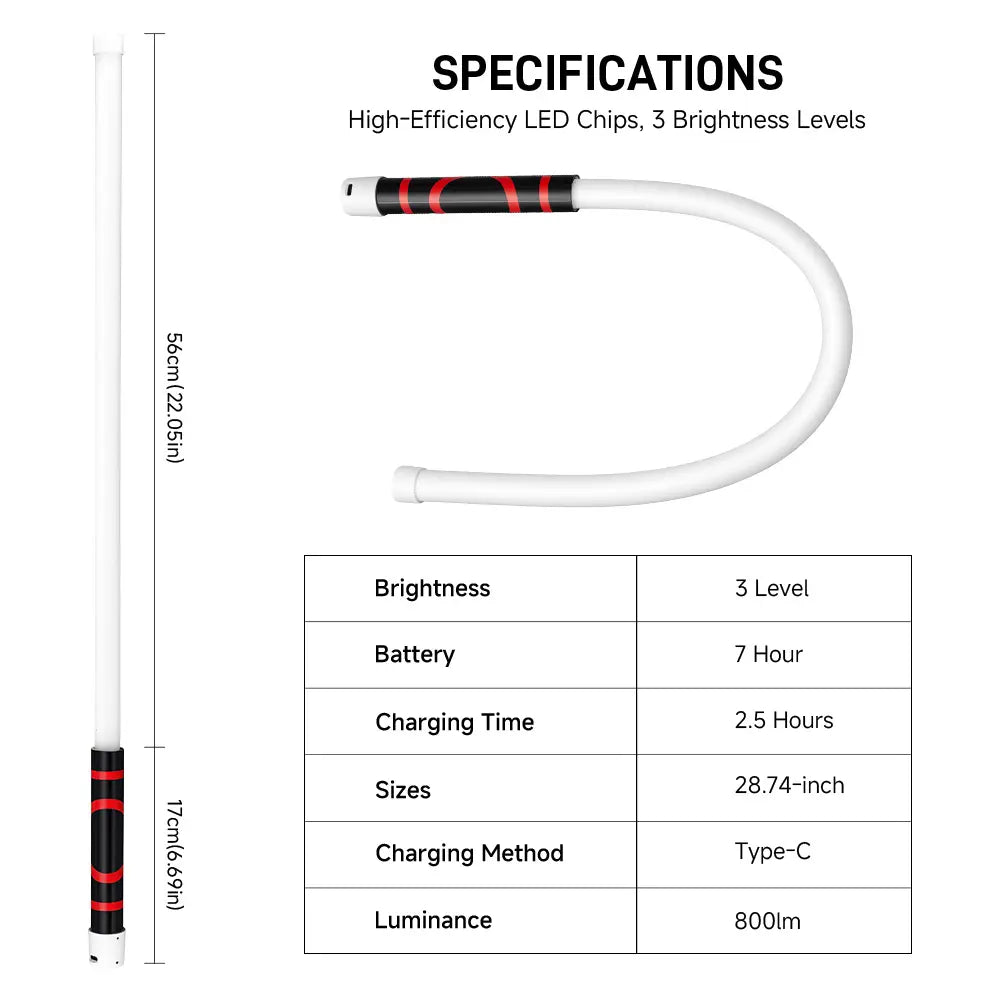 28" Flexible LED Work Light – Bendable, High-Lumen & 7-Hour Runtime